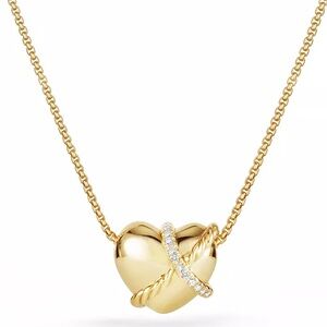 DAVID YURMAN 
18K Yellow Gold Diamond Le Petit Coeur Heart Pendant Necklace